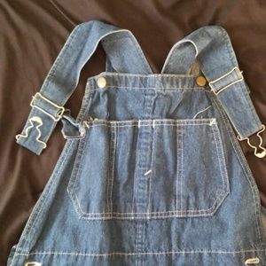 Denim overall shorts
